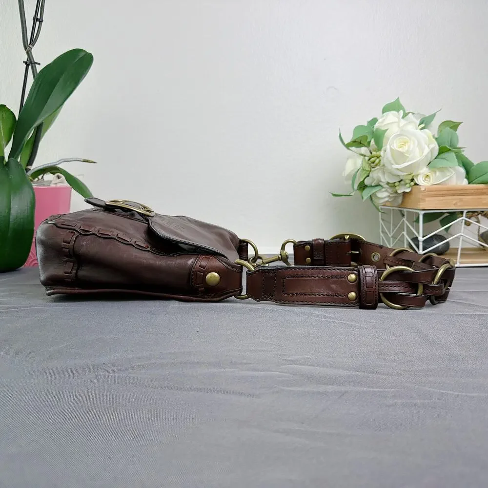 Coach Bleeker Tattersall Laced Strap Whiskey Leather Bag 11446